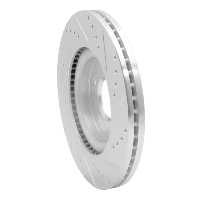 Nissan Sentra Brake Rotor (1) - Front Left - R1 Concepts - Drilled & Slotted - Silver - `11-`19